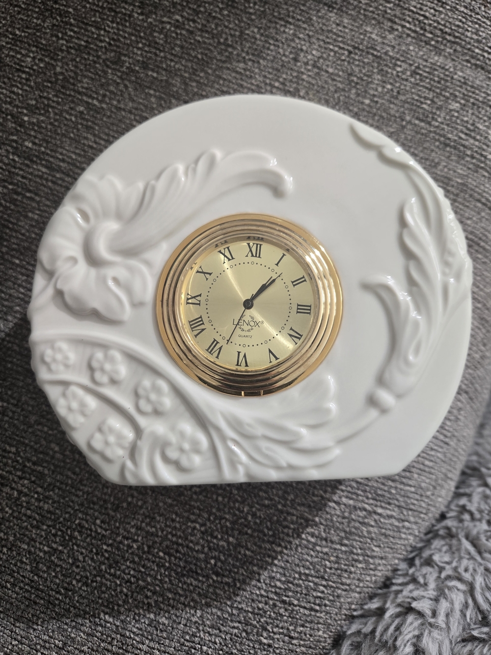 Lenox  Grande Minuet Cream Porcelain Mantel Clock with Gold Trim